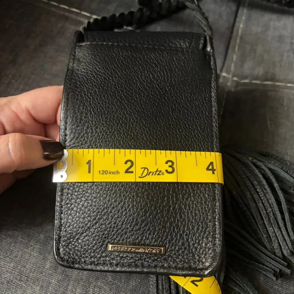 Rebecca Minkoff Isobel Black Pebbled Leather Phone Crossbody Bag